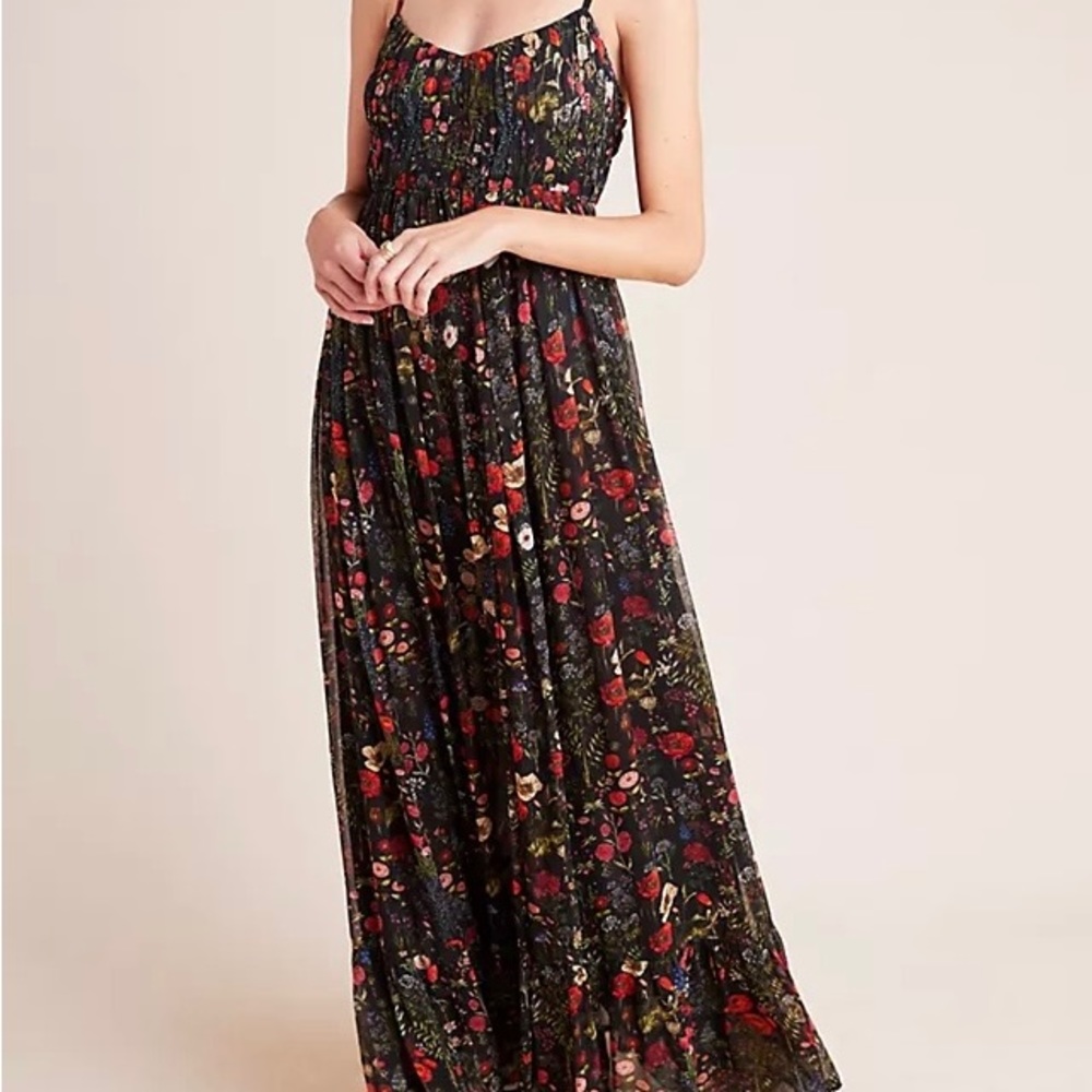 Anthropologie Massima Pleated Maxi Dress Size L